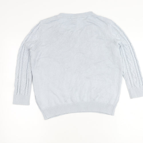 H&M Women’s Blue Cable-Knit Jumper Size 12 Crew Neck Long Sleeve