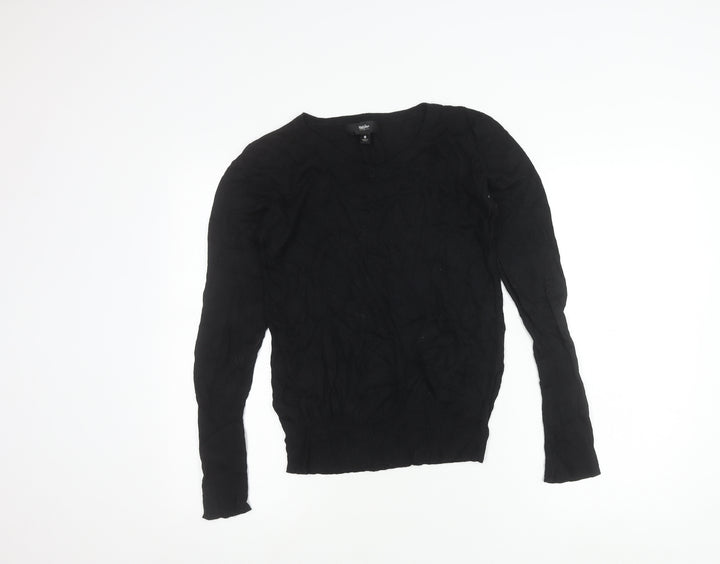 Volcano Womens Black V-Neck Pullover Jumper Size S Long Sleeve Knit