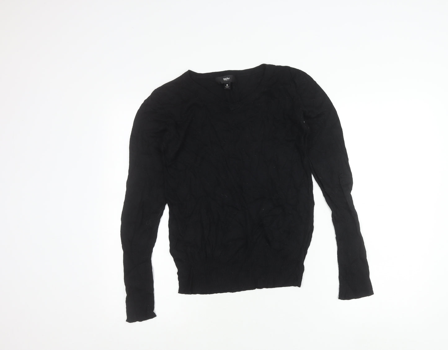 Volcano Womens Black V-Neck Pullover Jumper Size S Long Sleeve Knit