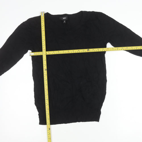Volcano Womens Black V-Neck Pullover Jumper Size S Long Sleeve Knit