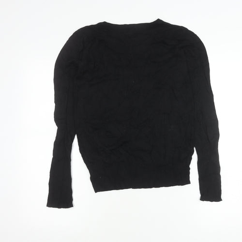 Volcano Womens Black V-Neck Pullover Jumper Size S Long Sleeve Knit