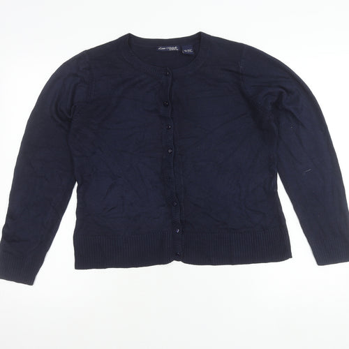 Laura Michelle Women’s Blue Cardigan L Acrylic Knit Crew Neck
