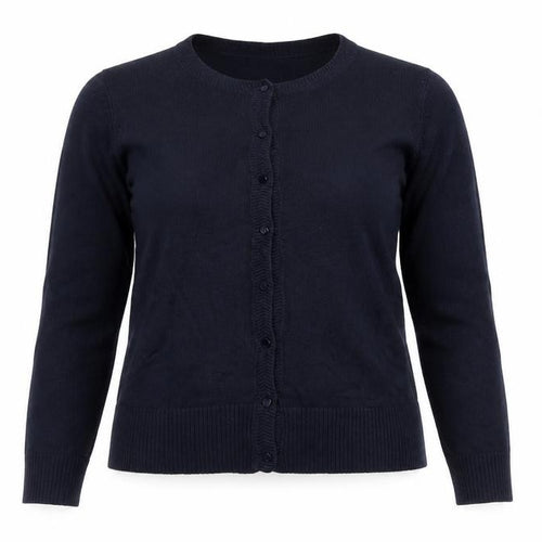 Laura Michelle Women’s Blue Cardigan L Acrylic Knit Crew Neck