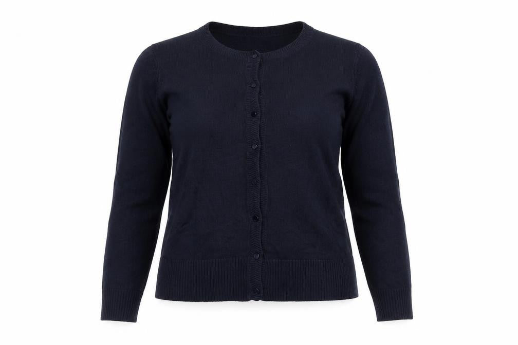 Laura Michelle Women’s Blue Cardigan L Acrylic Knit Crew Neck