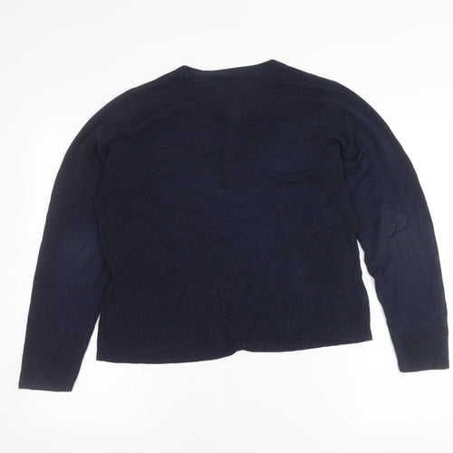 Laura Michelle Women’s Blue Cardigan L Acrylic Knit Crew Neck