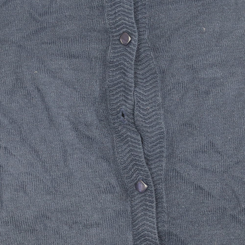 Laura Michelle Women’s Blue Cardigan L Acrylic Knit Crew Neck