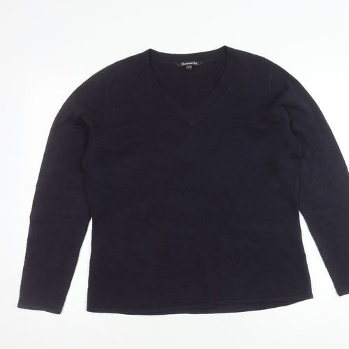 Bonmarché Women’s Blue XL V-Neck Acrylic Pullover Jumper