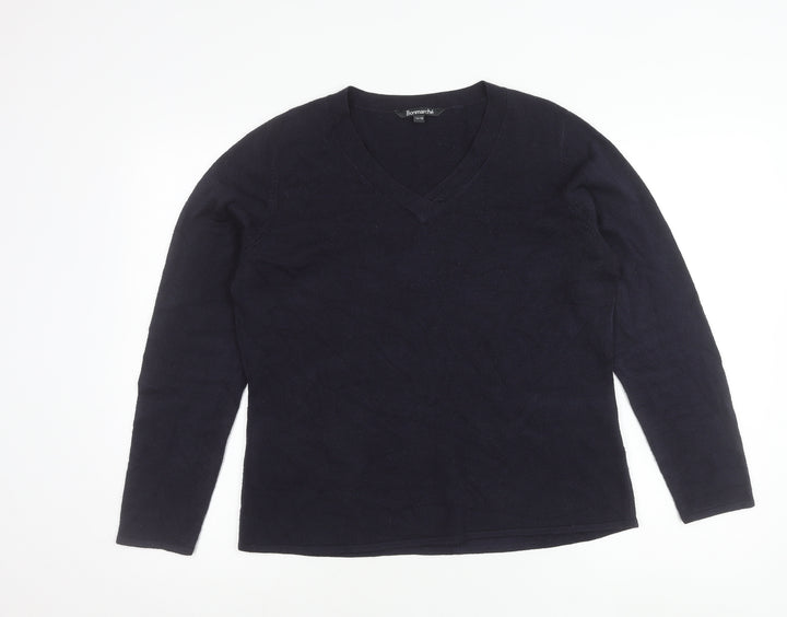 Bonmarché Women’s Blue XL V-Neck Acrylic Pullover Jumper