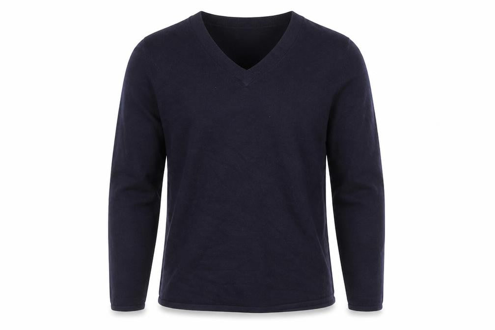 Front view of Bonmarché Women’s Blue XL V-Neck Acrylic jumper