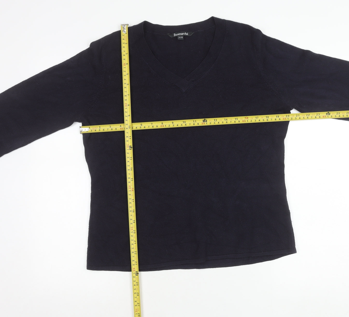 Bonmarché Women’s Blue XL V-Neck Acrylic Pullover Jumper