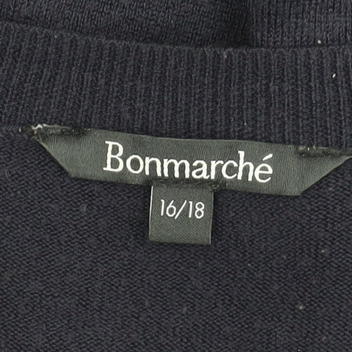 Bonmarché Women’s Blue XL V-Neck Acrylic Pullover Jumper