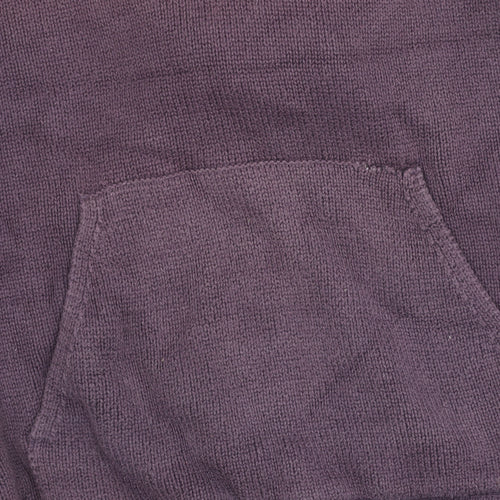 Cotton Traders Womens Purple Small Henley Hoodie 100% Cotton Knit