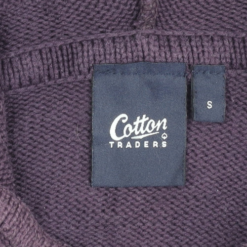 Cotton Traders Womens Purple Small Henley Hoodie 100% Cotton Knit
