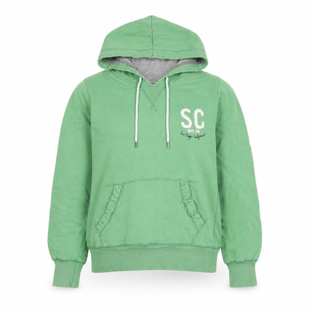 Front view of SoulCal women’s green pullover hoodie, size UK 12, cotton blend