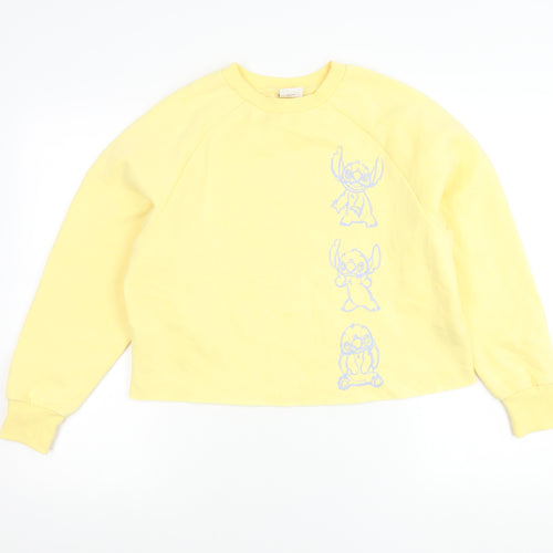 Disney Stitch Yellow Women's 2XS Pullover Sweatshirt Cotton Blend