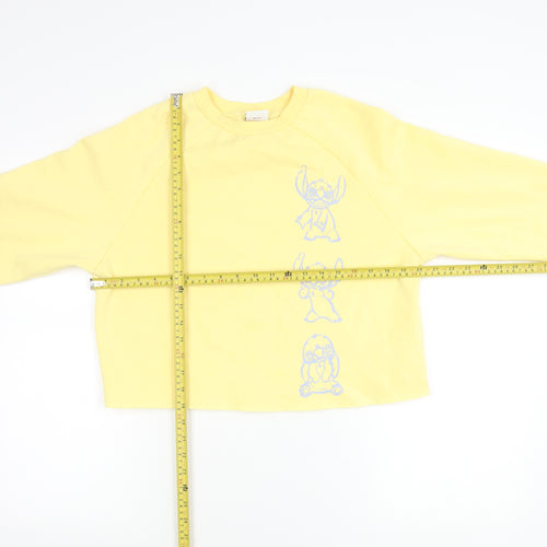 Disney Stitch Yellow Women's 2XS Pullover Sweatshirt Cotton Blend