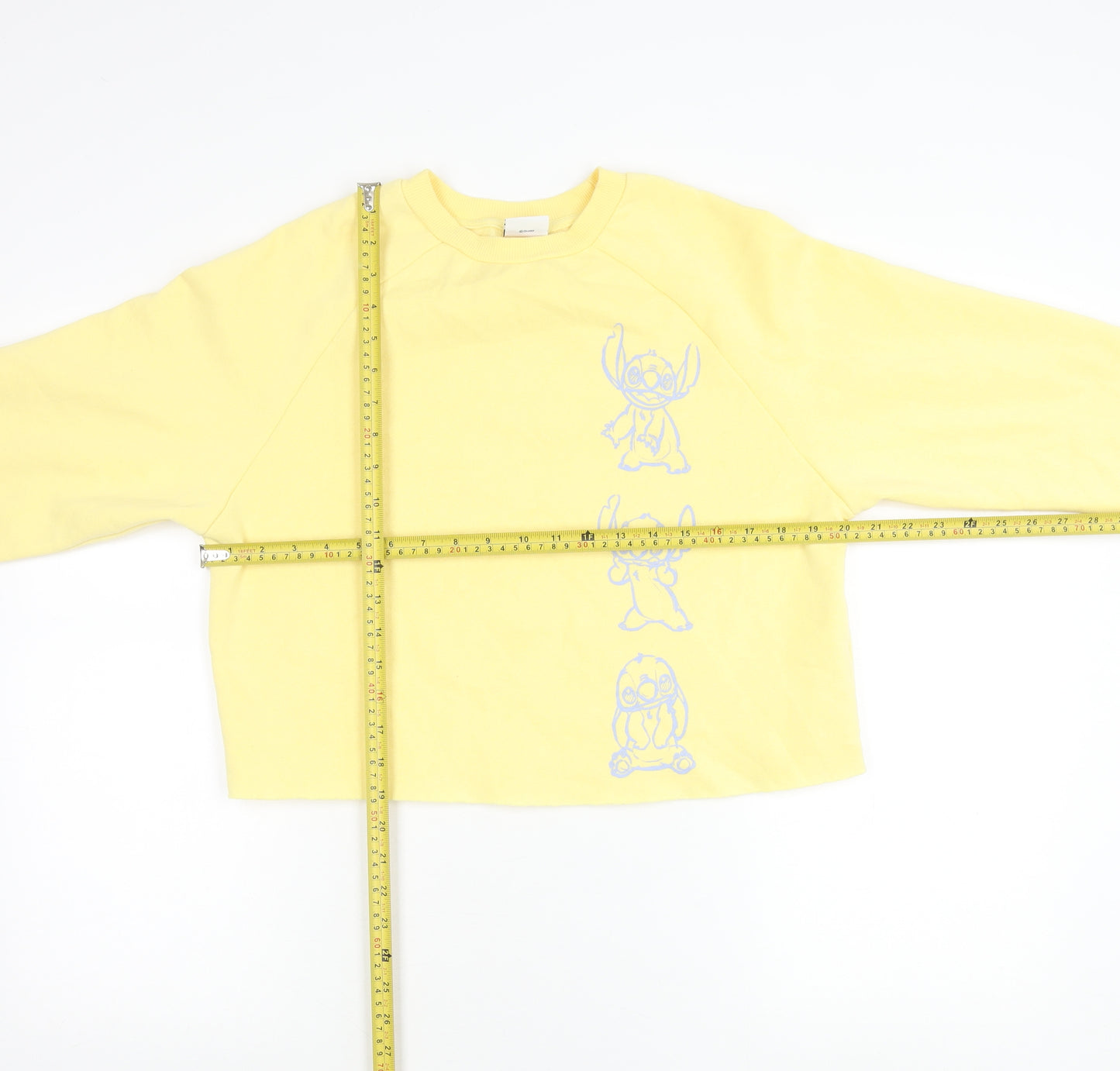 Disney Stitch Yellow Women's 2XS Pullover Sweatshirt Cotton Blend