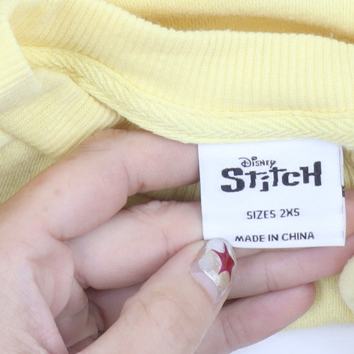 Disney Stitch Yellow Women's 2XS Pullover Sweatshirt Cotton Blend
