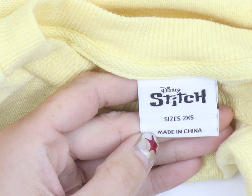 Disney Stitch Yellow Women's 2XS Pullover Sweatshirt Cotton Blend