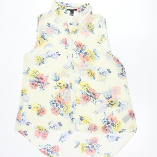 Forever 21 Women’s Multicoloured Floral Sleeveless Chiffon Blouse Size L