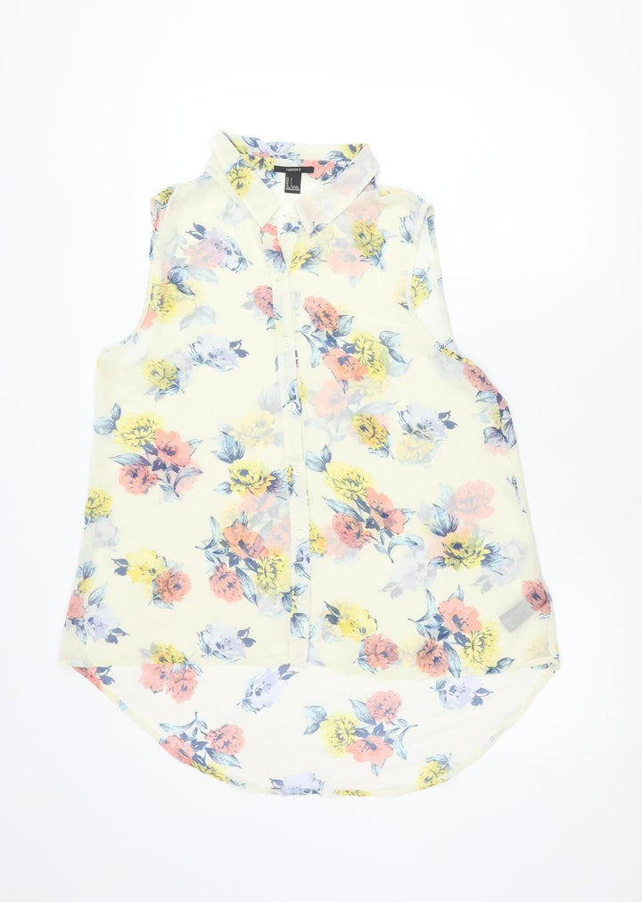 Forever 21 Women’s Multicoloured Floral Sleeveless Chiffon Blouse Size L