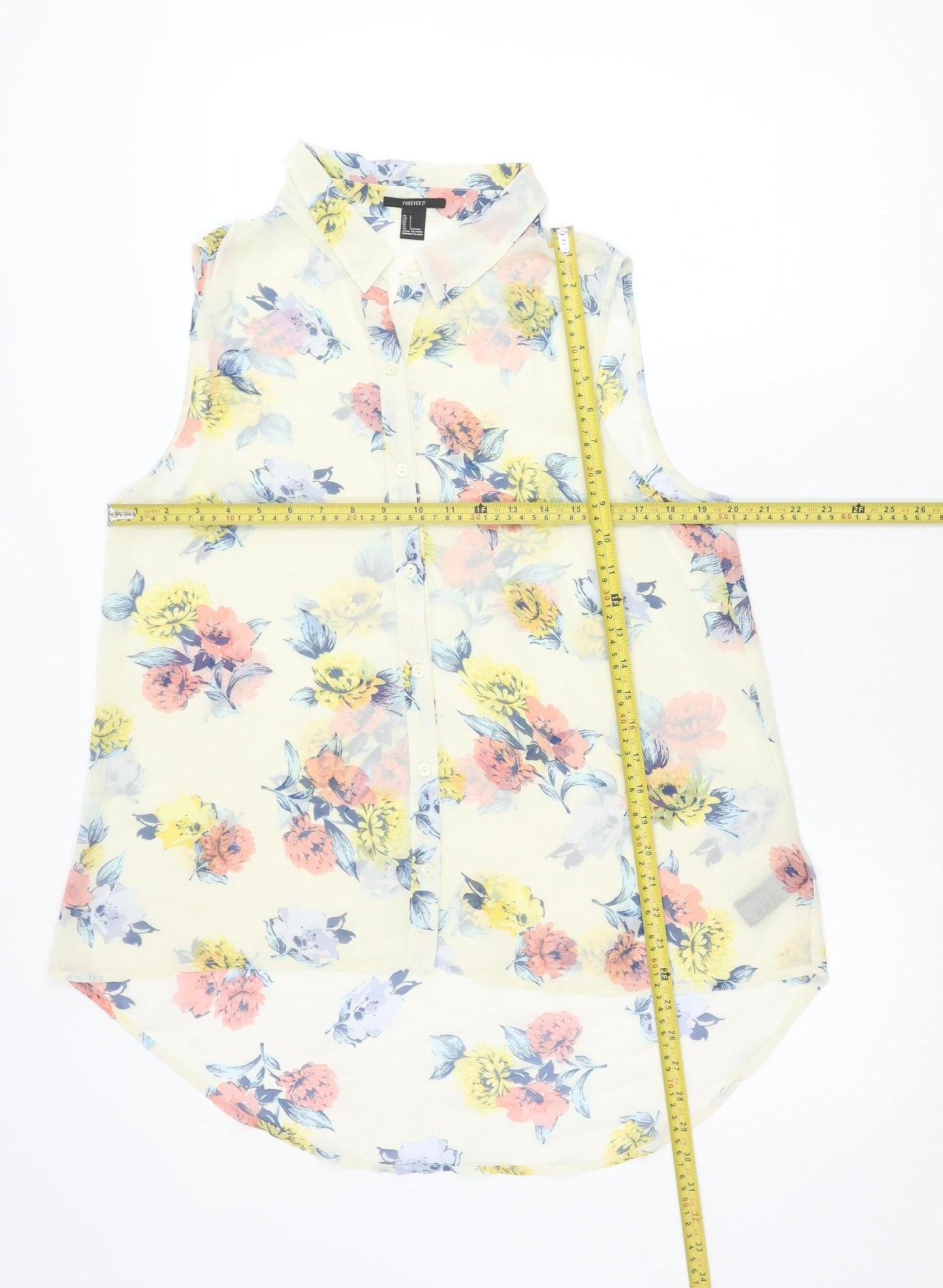 Forever 21 Women’s Multicoloured Floral Sleeveless Chiffon Blouse Size L
