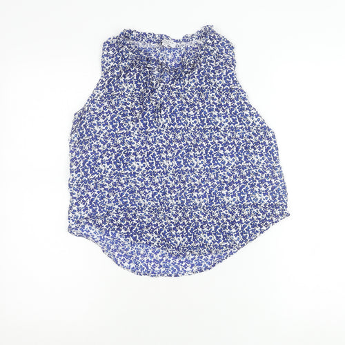 Cerulean Blue Diamond Womens Blue Floral Sleeveless Viscose Tank Top M
