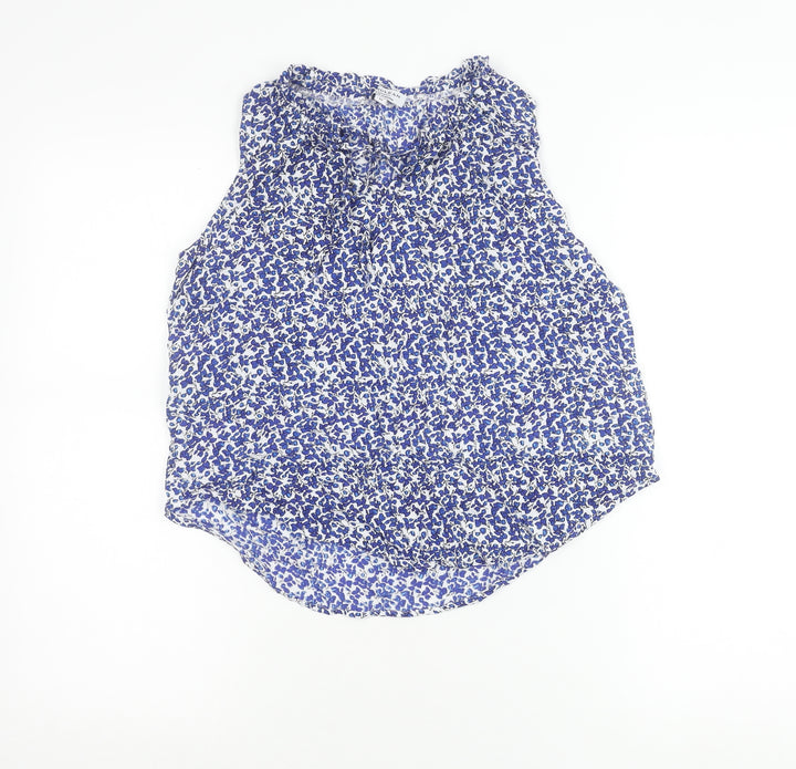 Cerulean Blue Diamond Womens Blue Floral Sleeveless Viscose Tank Top M