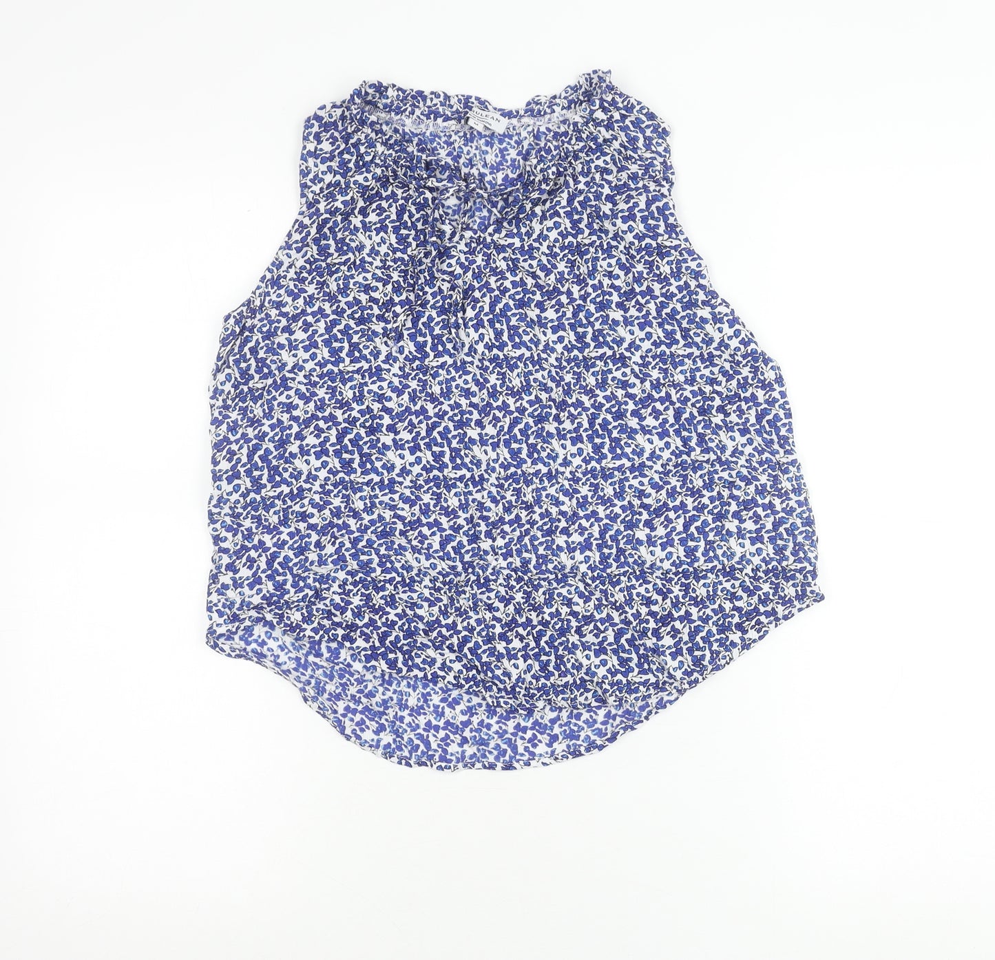 Cerulean Blue Diamond Womens Blue Floral Sleeveless Viscose Tank Top M