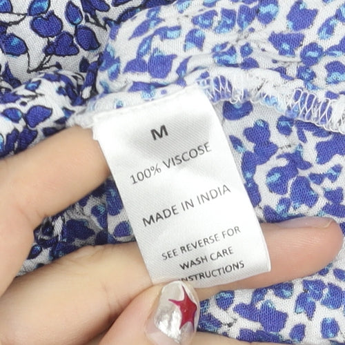 Cerulean Blue Diamond Womens Blue Floral Sleeveless Viscose Tank Top M