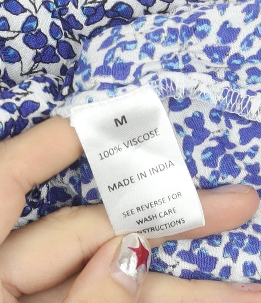 Cerulean Blue Diamond Womens Blue Floral Sleeveless Viscose Tank Top M