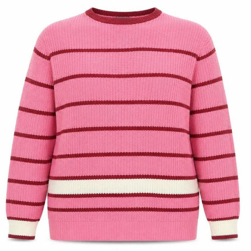 Studio Womens Pink Striped Crew Neck Jumper Size 12/14 Acrylic Knit