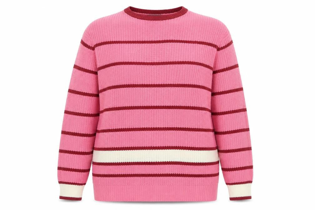 Studio Womens Pink Striped Crew Neck Jumper Size 12/14 Acrylic Knit