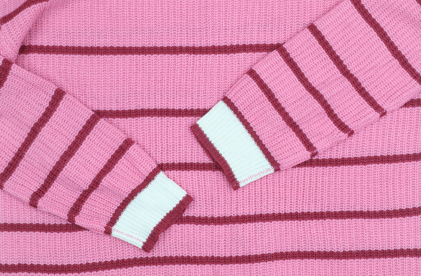 Studio Womens Pink Striped Crew Neck Jumper Size 12/14 Acrylic Knit