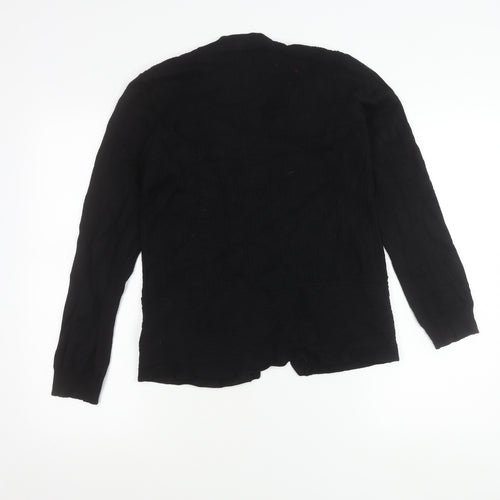 Debenhams Womens Black Cardigan Size 12 Viscose Nylon Knit Zip Pockets