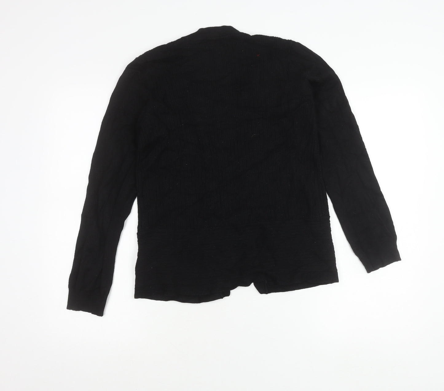 Debenhams Womens Black Cardigan Size 12 Viscose Nylon Knit Zip Pockets