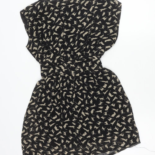 Lovestruck Women’s Black Cat Print Strapless Dress Size S