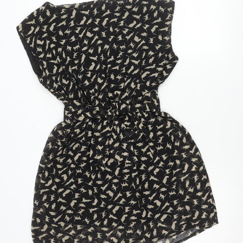 Lovestruck Women’s Black Cat Print Strapless Dress Size S