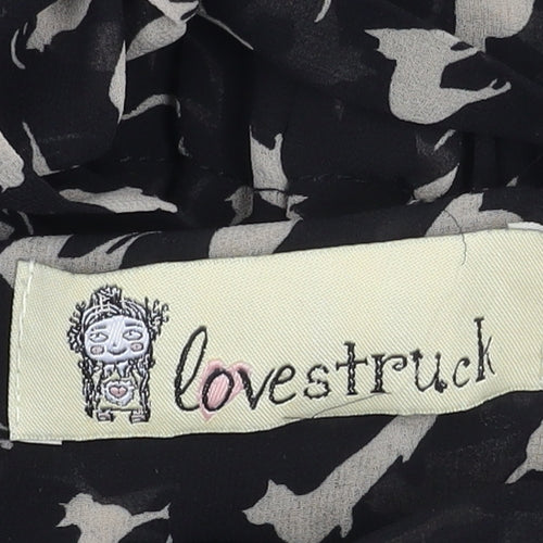 Lovestruck Women’s Black Cat Print Strapless Dress Size S