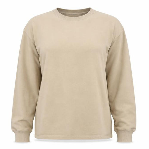Mango Women Beige Cotton Blend Pullover Sweatshirt Size S