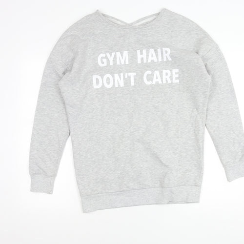 Michelle Keegan Women’s Grey Size 10 Pullover Sweatshirt Gym Quote