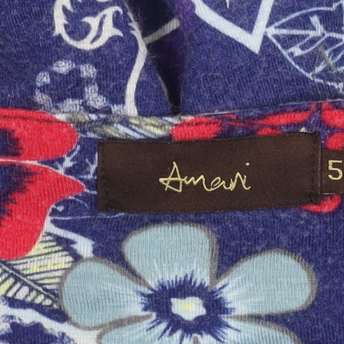 Amari Women’s Blue Floral Sheath Dress Size 8 Short Sleeve V-Neck