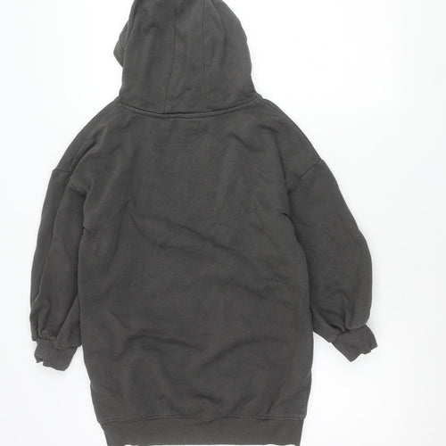 Next Girls Black Animal Print Sequin Pullover Hoodie 8 Years
