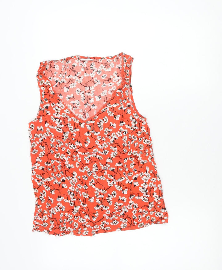 Vila Womens Red Floral Sleeveless Viscose Blouse Size 8