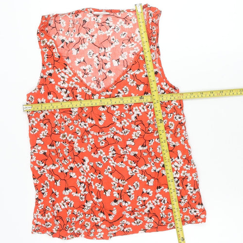 Vila Womens Red Floral Sleeveless Viscose Blouse Size 8