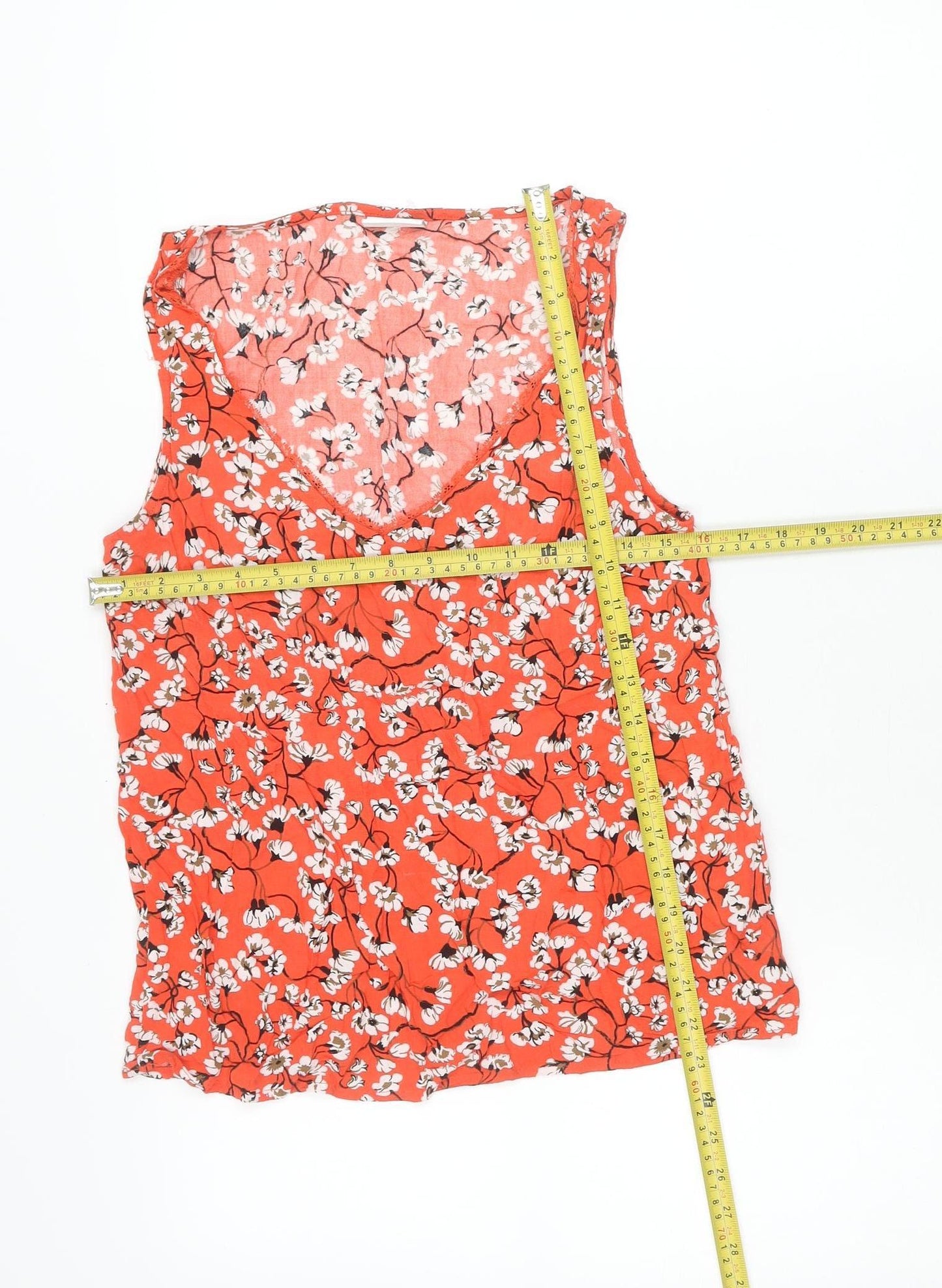 Vila Womens Red Floral Sleeveless Viscose Blouse Size 8