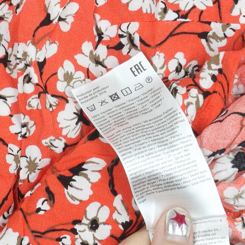 Vila Womens Red Floral Sleeveless Viscose Blouse Size 8