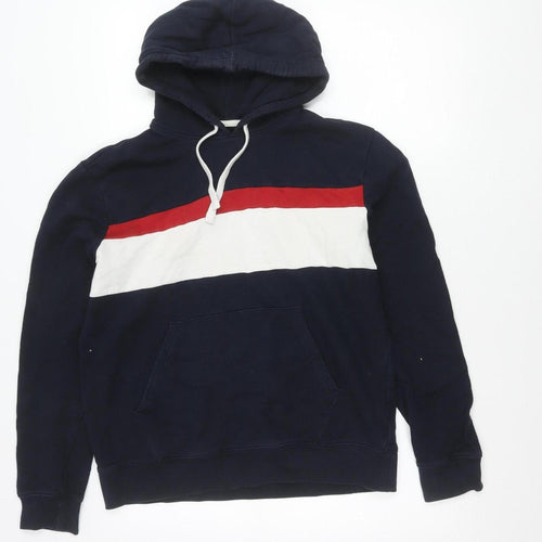 Marks and Spencer Men’s Navy Pullover Hoodie M Striped Cotton