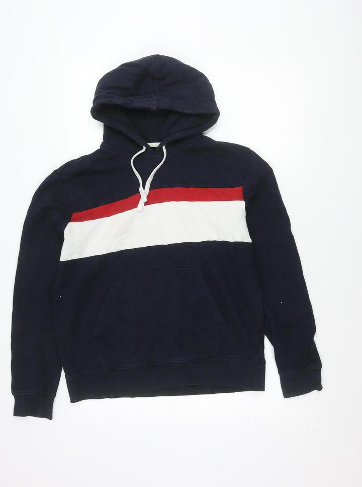 Marks and Spencer Men’s Navy Pullover Hoodie M Striped Cotton