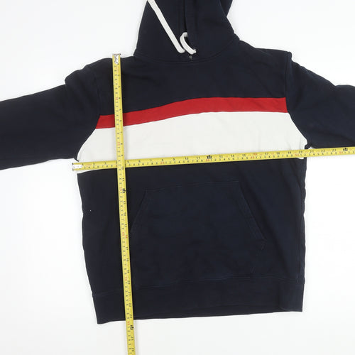 Marks and Spencer Men’s Navy Pullover Hoodie M Striped Cotton